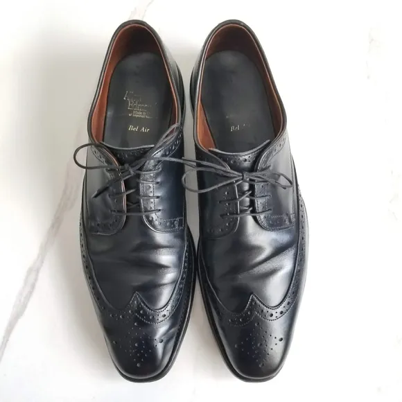 ALLEN EDMONDS Bel Air Wingtip Brogue Black Leather Mens Oxford Dress Shoes