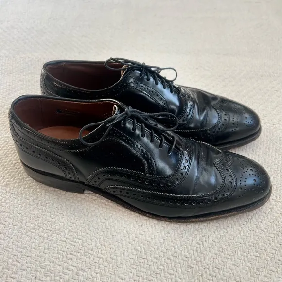Allen Edmonds Chester Black Leather Wingtip Oxford Lace Up Dress Shoes