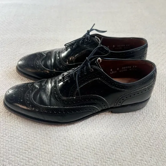 Allen Edmonds Chester Black Leather Wingtip Oxford Lace Up Dress Shoes