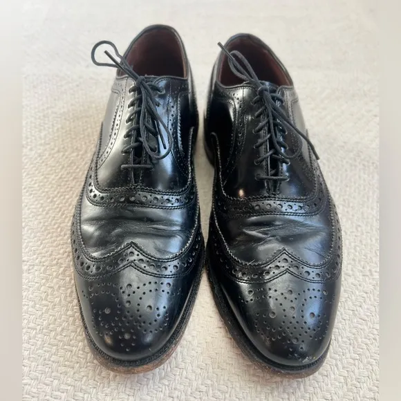 Allen Edmonds Chester Black Leather Wingtip Oxford Lace Up Dress Shoes
