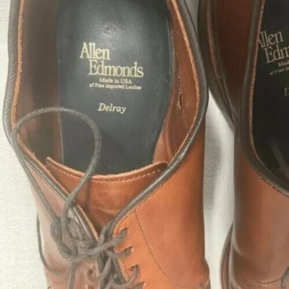 Allen Edmonds Delray Leather Lace Up Split Toe Dress Oxford Shoes Men Size 10D