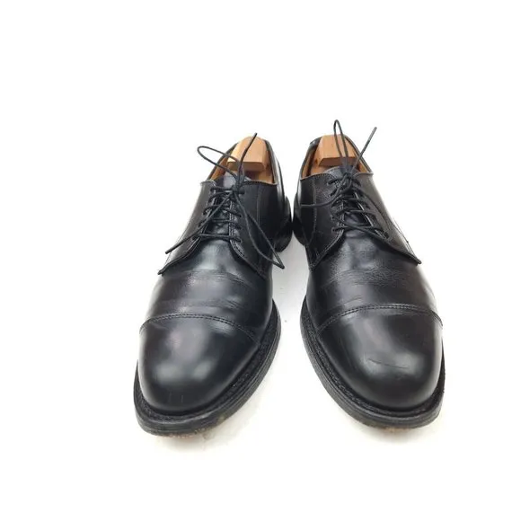ALLEN EDMONDS Fairgate Men's 11 D Black Leather Cap Toe Derby Dress Shoes