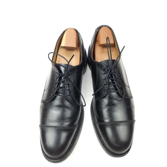 ALLEN EDMONDS Fairgate Men's 11 D Black Leather Cap Toe Derby Dress Shoes