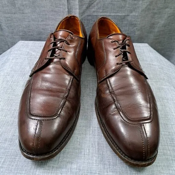 Allen Edmonds Hancock 11.5D Brown Calfskin Dress Shoes Split Toe Derby 55073