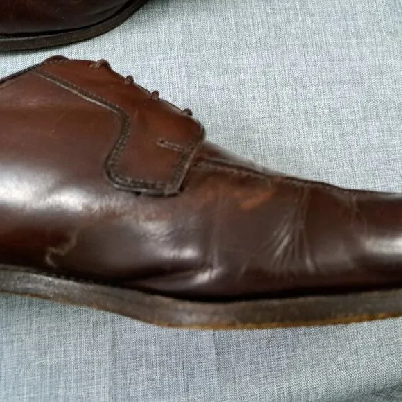 Allen Edmonds Hancock 11.5D Brown Calfskin Dress Shoes Split Toe Derby 55073