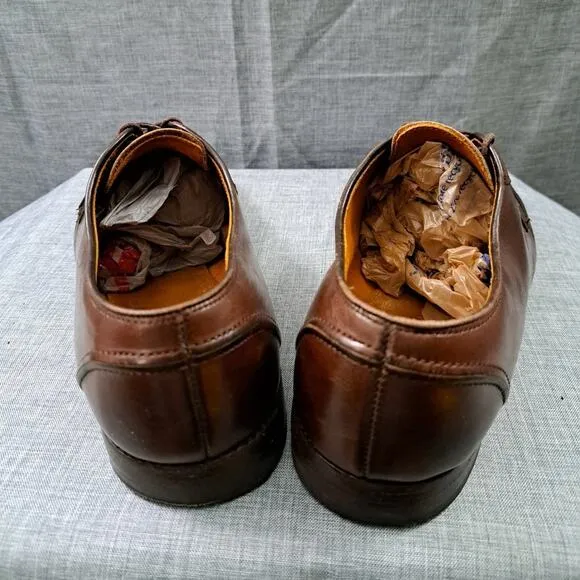 Allen Edmonds Hancock 11.5D Brown Calfskin Dress Shoes Split Toe Derby 55073