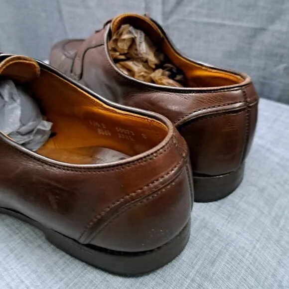 Allen Edmonds Hancock 11.5D Brown Calfskin Dress Shoes Split Toe Derby 55073