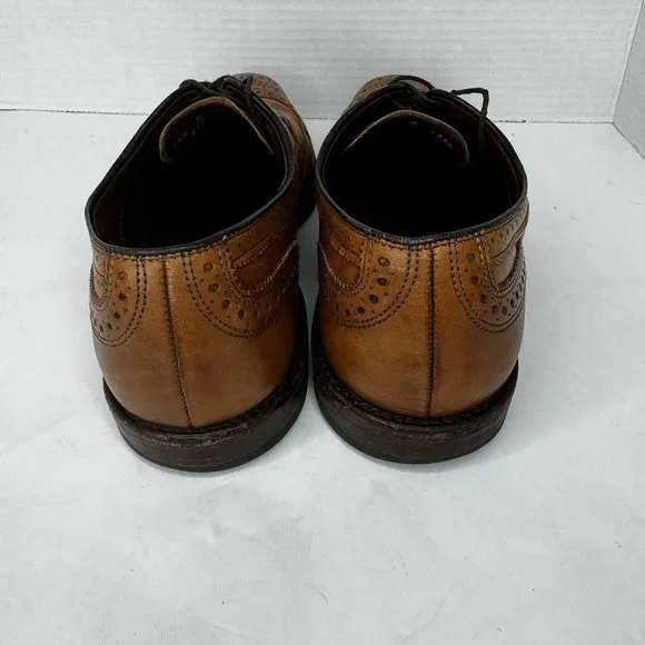 ALLEN EDMONDS Men's 10.5 McAllister Walnut Brown Leather Wingtip Dress Shoes