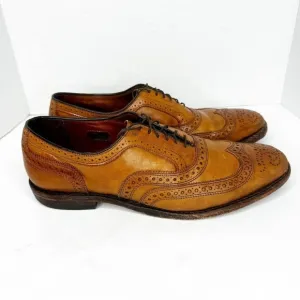 ALLEN EDMONDS Men's 10.5 McAllister Walnut Brown Leather Wingtip Dress Shoes