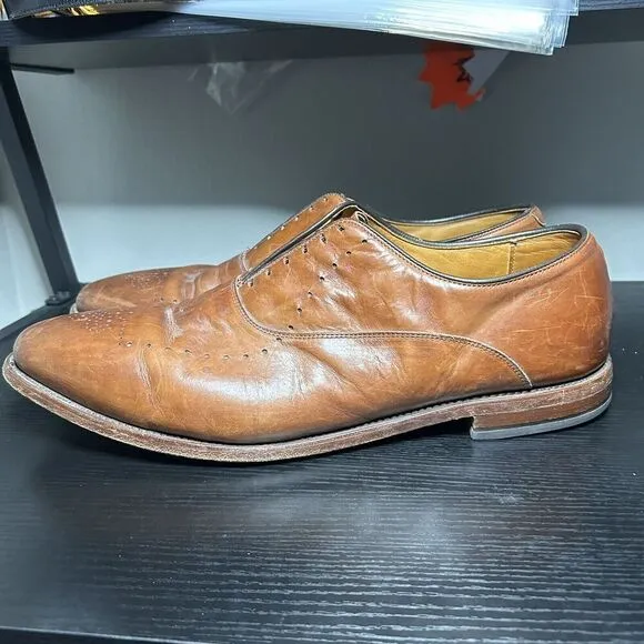 Allen Edmonds Weybridge Men Size 16 D Brown Leather Brogue Oxford Dress Shoes