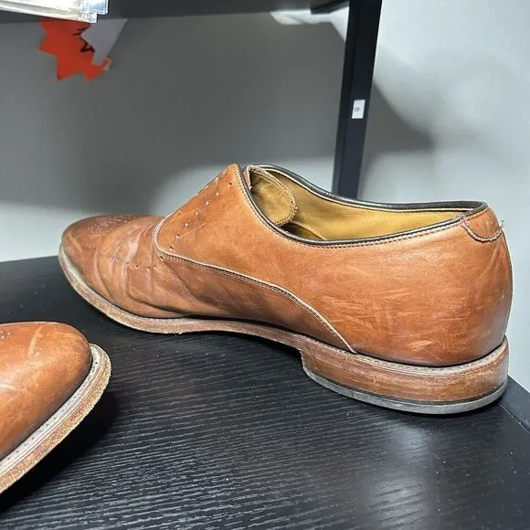 Allen Edmonds Weybridge Men Size 16 D Brown Leather Brogue Oxford Dress Shoes