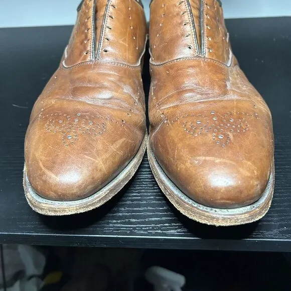 Allen Edmonds Weybridge Men Size 16 D Brown Leather Brogue Oxford Dress Shoes
