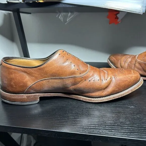 Allen Edmonds Weybridge Men Size 16 D Brown Leather Brogue Oxford Dress Shoes
