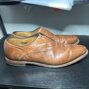 Allen Edmonds Weybridge Men Size 16 D Brown Leather Brogue Oxford Dress Shoes