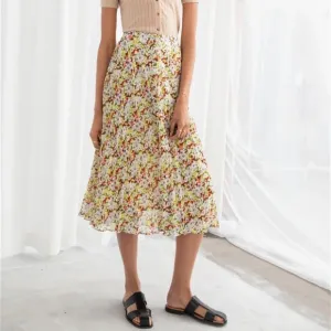 &amp; Other Stories pleated floral print midi skirt 6