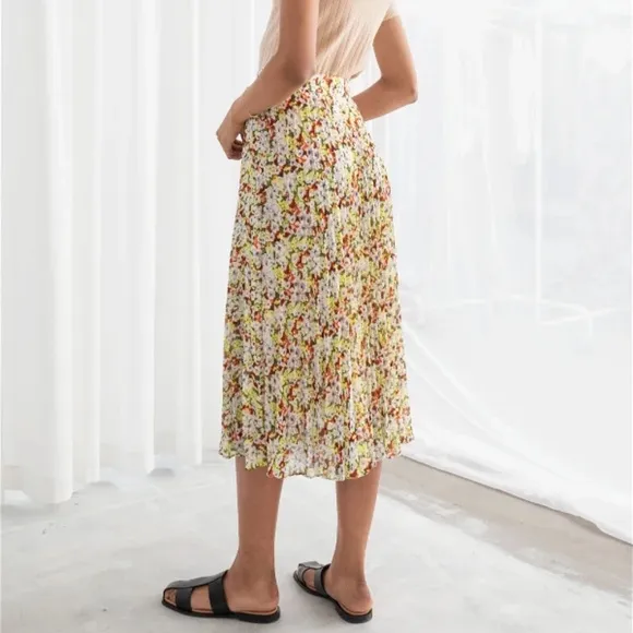 &amp; Other Stories pleated floral print midi skirt 6