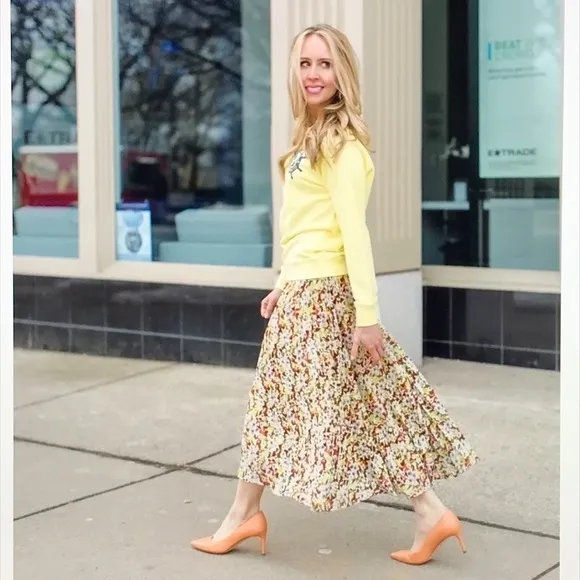 &amp; Other Stories pleated floral print midi skirt 6
