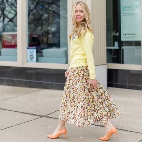 &amp; Other Stories pleated floral print midi skirt 6