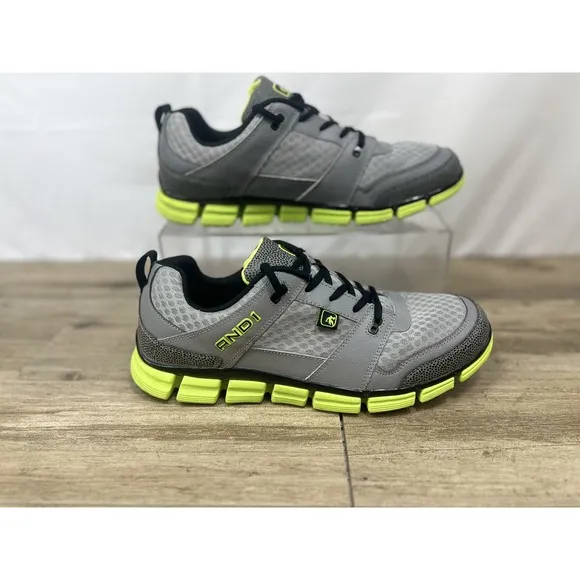 AND1 MNAN1300013 Mens Size 12 Grey Lime Green Athletic Shoes NOB