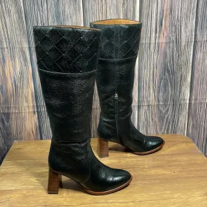 Angel Alarcon Black Knee High Leather Boots EUR 39 / US 8 M Made Spain