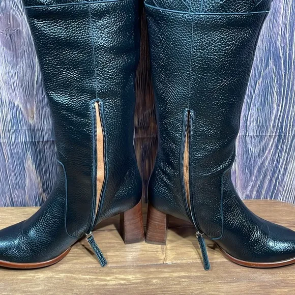 Angel Alarcon Black Knee High Leather Boots EUR 39 / US 8 M Made Spain