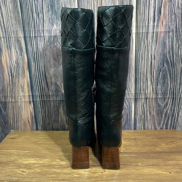Angel Alarcon Black Knee High Leather Boots EUR 39 / US 8 M Made Spain