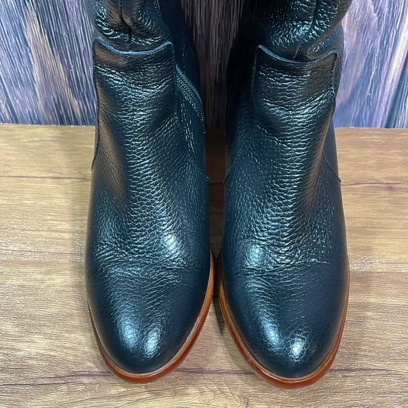 Angel Alarcon Black Knee High Leather Boots EUR 39 / US 8 M Made Spain