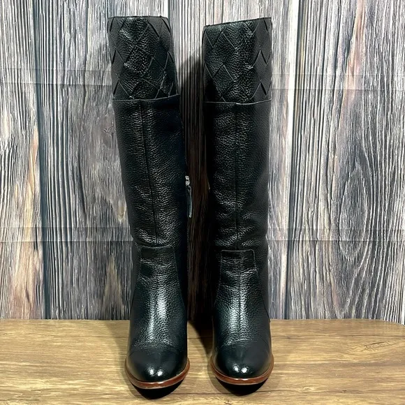 Angel Alarcon Black Knee High Leather Boots EUR 39 / US 8 M Made Spain