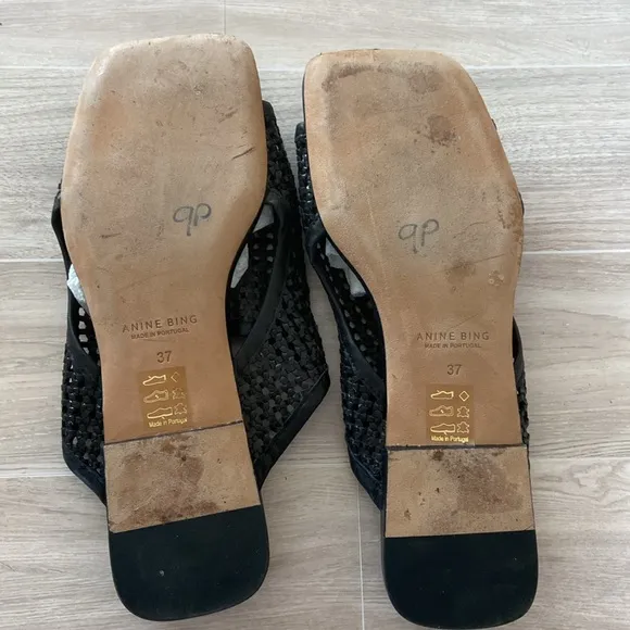 Anine Bing -Hoxton Leather Slides Sandals