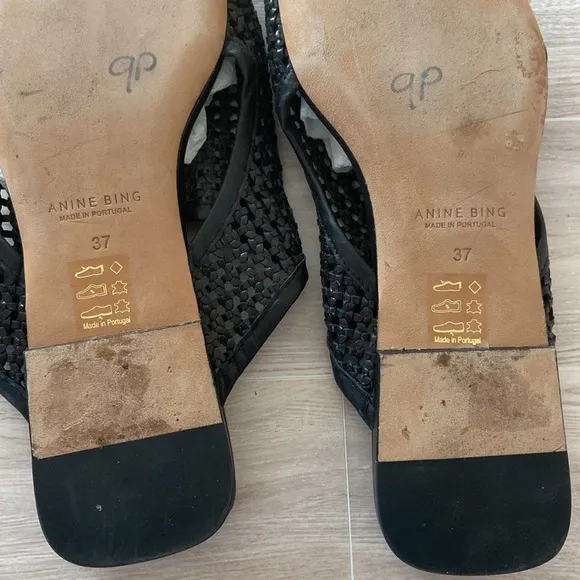 Anine Bing -Hoxton Leather Slides Sandals