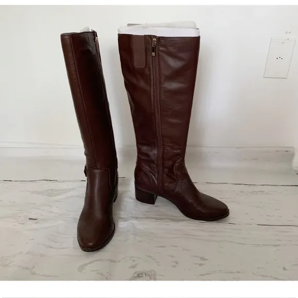 Anne Klein Brown Leather Knee High Boots Size 8