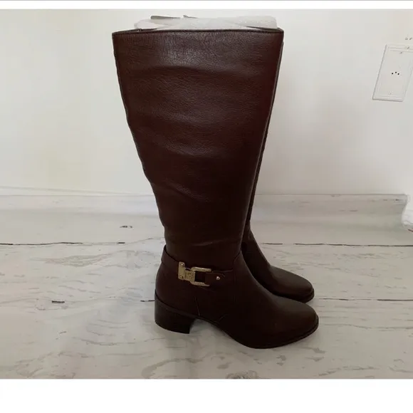 Anne Klein Brown Leather Knee High Boots Size 8