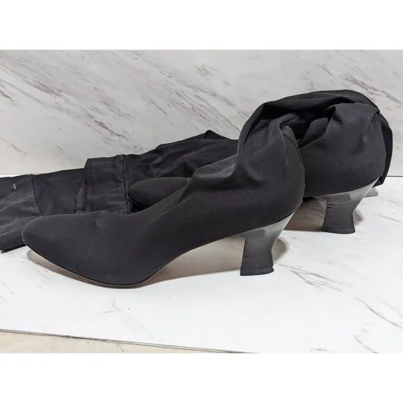 Anne Klein Couture Women's Black Fabric Thigh High Boots Size 8.5