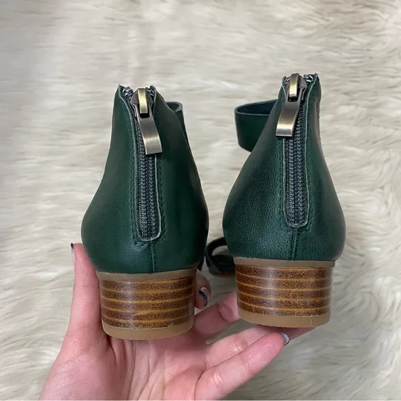Antelope Birdie Turquoise Studded Green Leather Open Toe Strappy Heeled Sandals