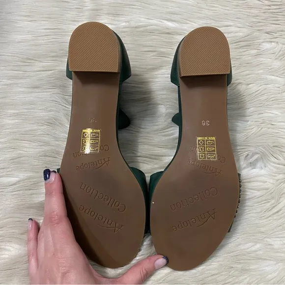 Antelope Birdie Turquoise Studded Green Leather Open Toe Strappy Heeled Sandals