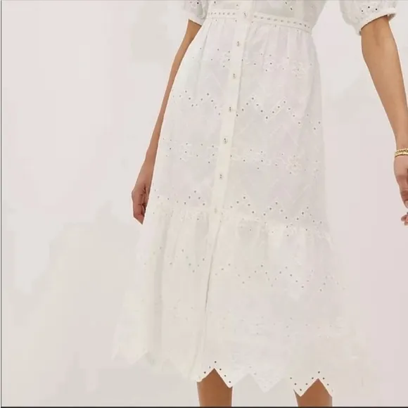 ANTHROPOLOGIE Cymbeline Eyelet Maxi Dress Forever That Girl Petite Size SP NWT