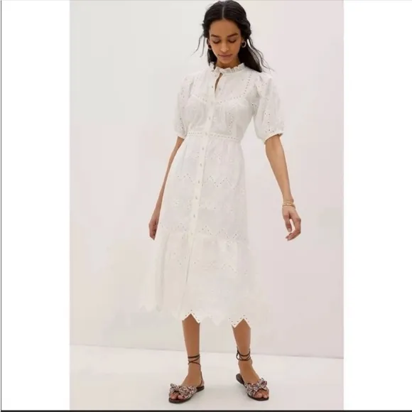 ANTHROPOLOGIE Cymbeline Eyelet Maxi Dress Forever That Girl Petite Size SP NWT