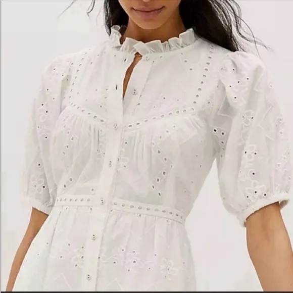 ANTHROPOLOGIE Cymbeline Eyelet Maxi Dress Forever That Girl Petite Size SP NWT
