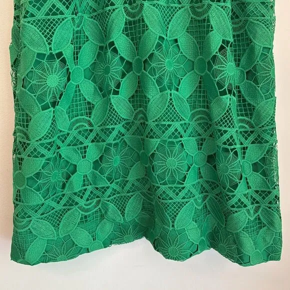 ANTHROPOLOGIE Eyelet Lace Mini Summer Dress Kelly Green Large