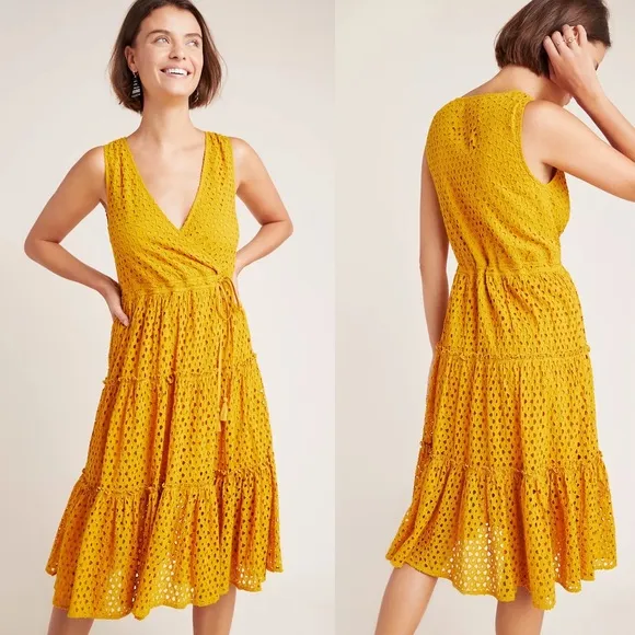 Anthropologie Frye Nuri Eyelet Wrap Dress