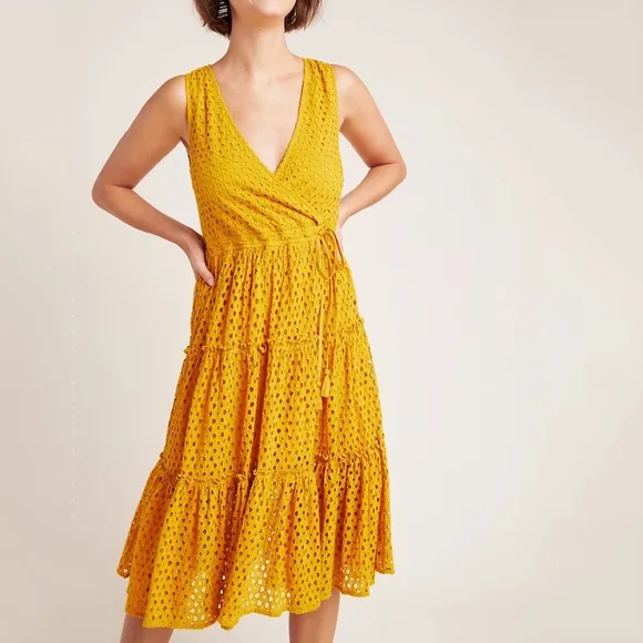Anthropologie Frye Nuri Eyelet Wrap Dress