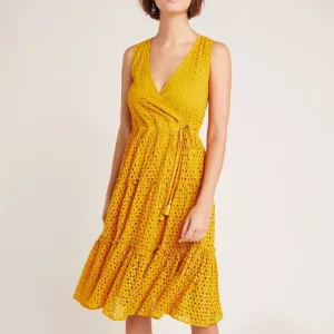 Anthropologie Frye Nuri Eyelet Wrap Dress