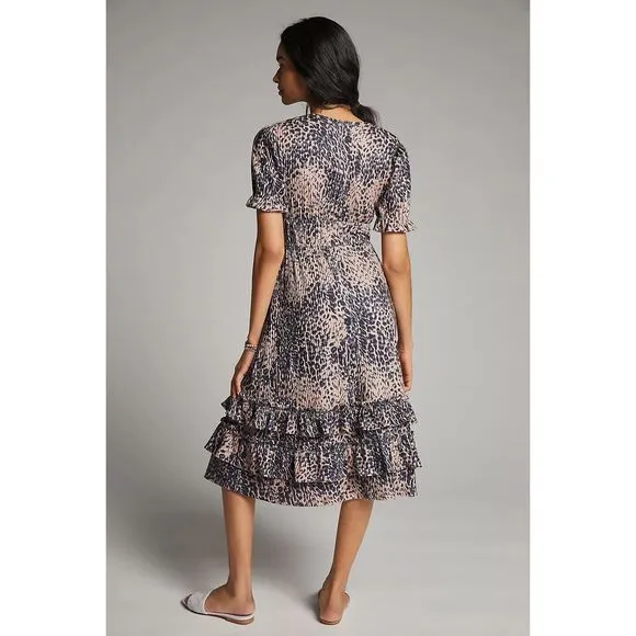 Anthropologie Hutch Adelia Ruffled Midi Dress Size Xs