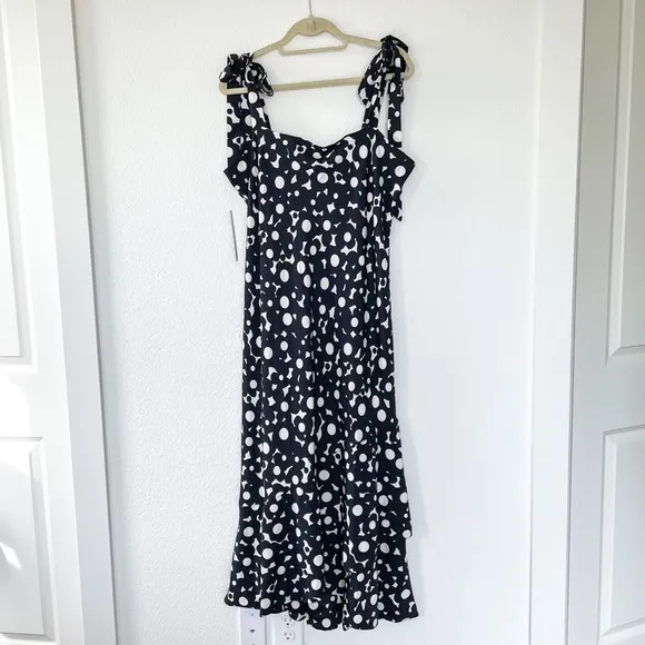 Anthropologie Hutch Flounced Shoulder-Tie Midi Dress