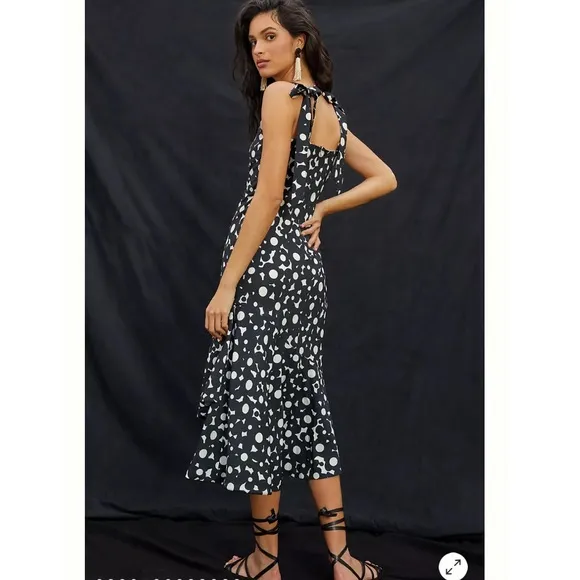 Anthropologie Hutch Flounced Shoulder-Tie Midi Dress