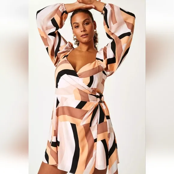 Anthropologie Hutch Geometric Women's Mini Wrap Dress SIZE: M