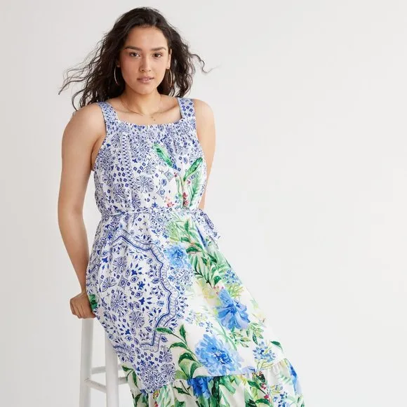 Anthropologie Maeve Bouquet Flounced Maxi Dress