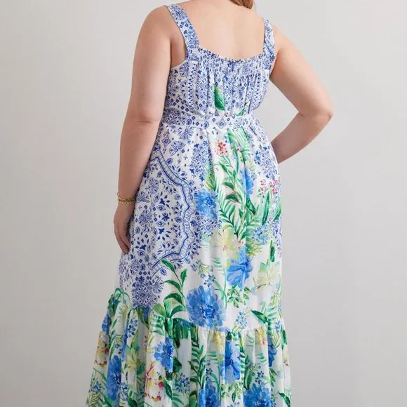 Anthropologie Maeve Bouquet Flounced Maxi Dress