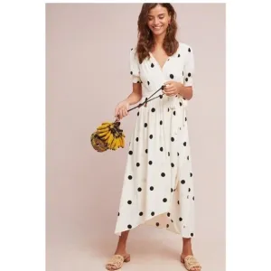 Anthropologie Maeve Breanna Polka Dot Wrap Dress Size 12