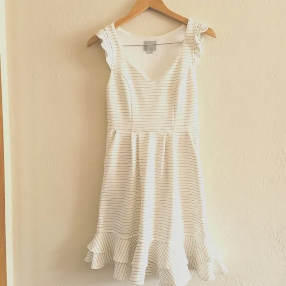 Anthropologie Maeve Sunland Striped V-Neck Flutter‎ Knit Dress, Size 2